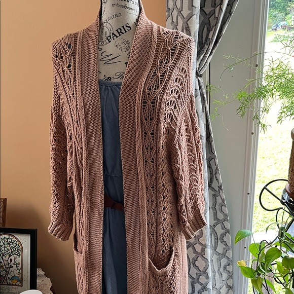 Johnny Was Calme’ Open Knit Cardigan - Tan - Picture 1 of 7